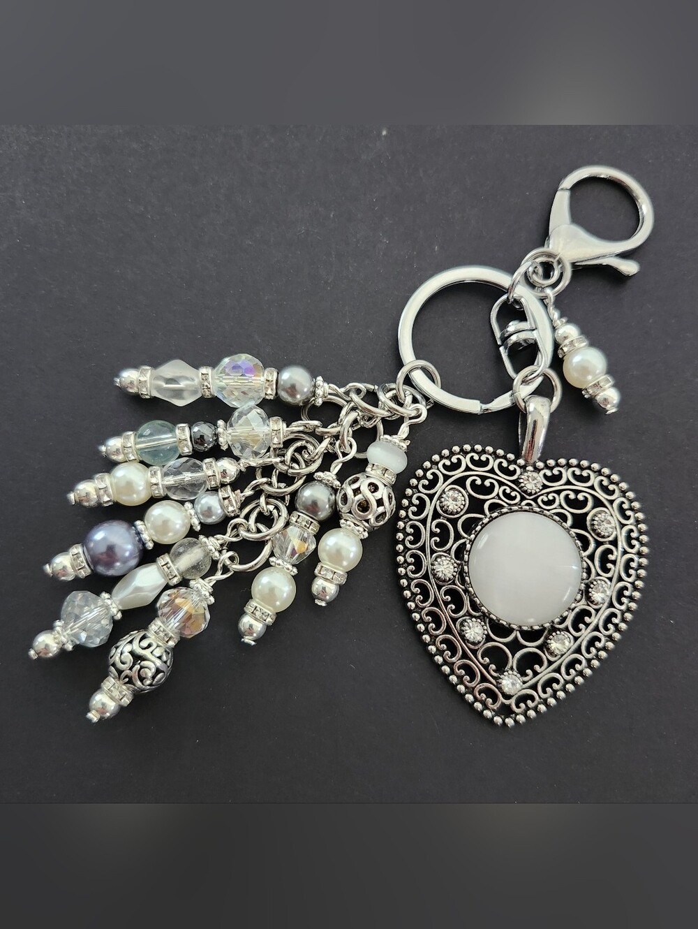 NOT FOR SALE- Filigree Heart Purse Charm or Keychain Handcrafted